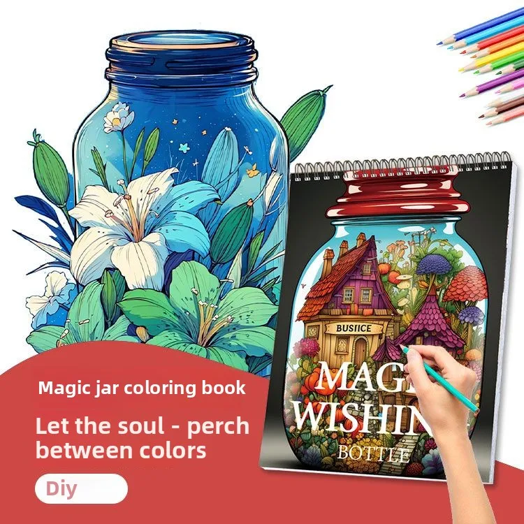 Coloring Book DIY Graffiti Painting Decompression Coloring Book Magic Jar Creative Color Decompression Drawing Book