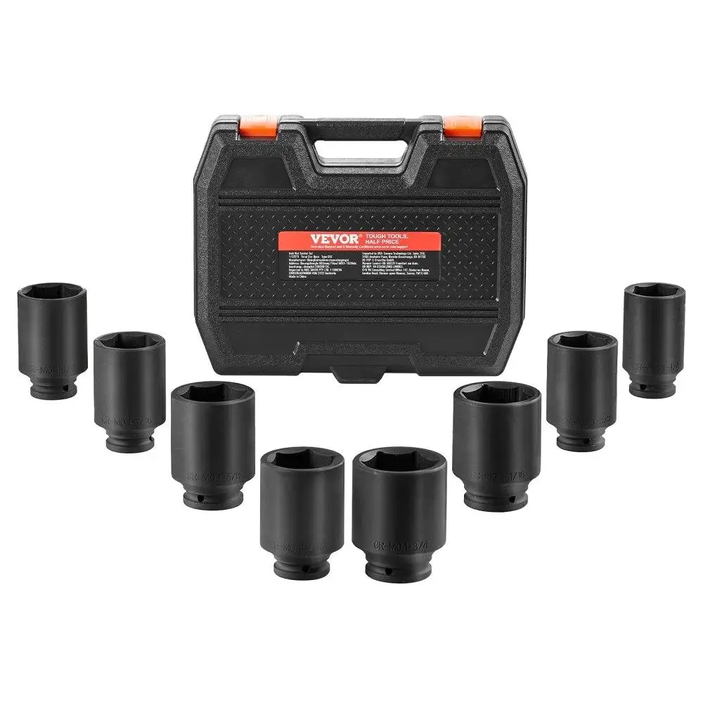 

Axle Nut Impact Socket Set 1/2 Inch Drive Deep 12 Point 8 Piece Metric Socket