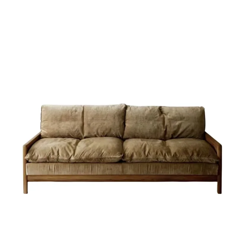 Log wind mercerized velvet three-person sofa small apartment studio designer home sofa