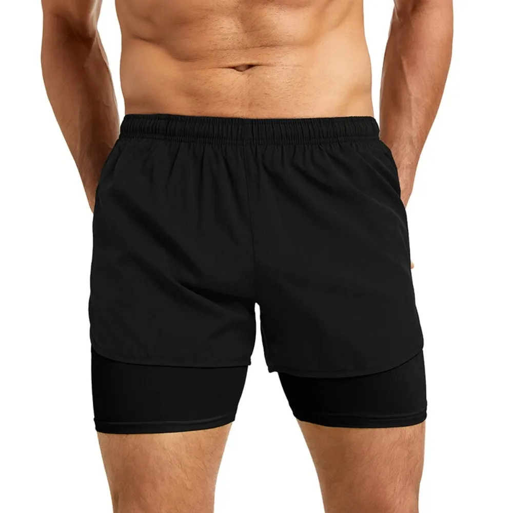 남성용 2-in-1 러닝 반바지, 속건성 스포츠 및 피트니스 반바지, 스포츠 반바지 남성 의류 농구 반바지