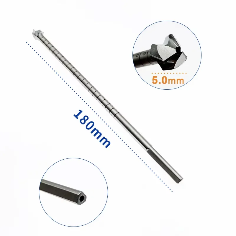 QSWTITAN Hollow Round Ball Tip Femur Cannulated Drill Bit  Posterior Cruciate Ligament Joint Grinder Reamer Expand Orthopedic