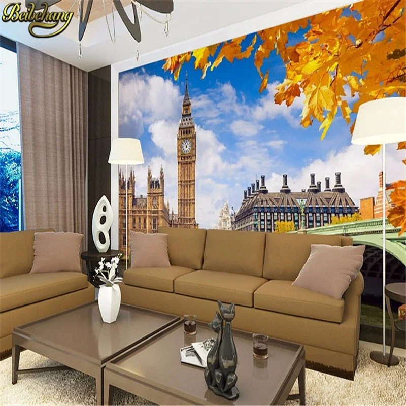

Индивидуальные 3D-обои с пейзажем Лондона для домашнего декора, большие настенные наклейки, фрески, художественные обои
