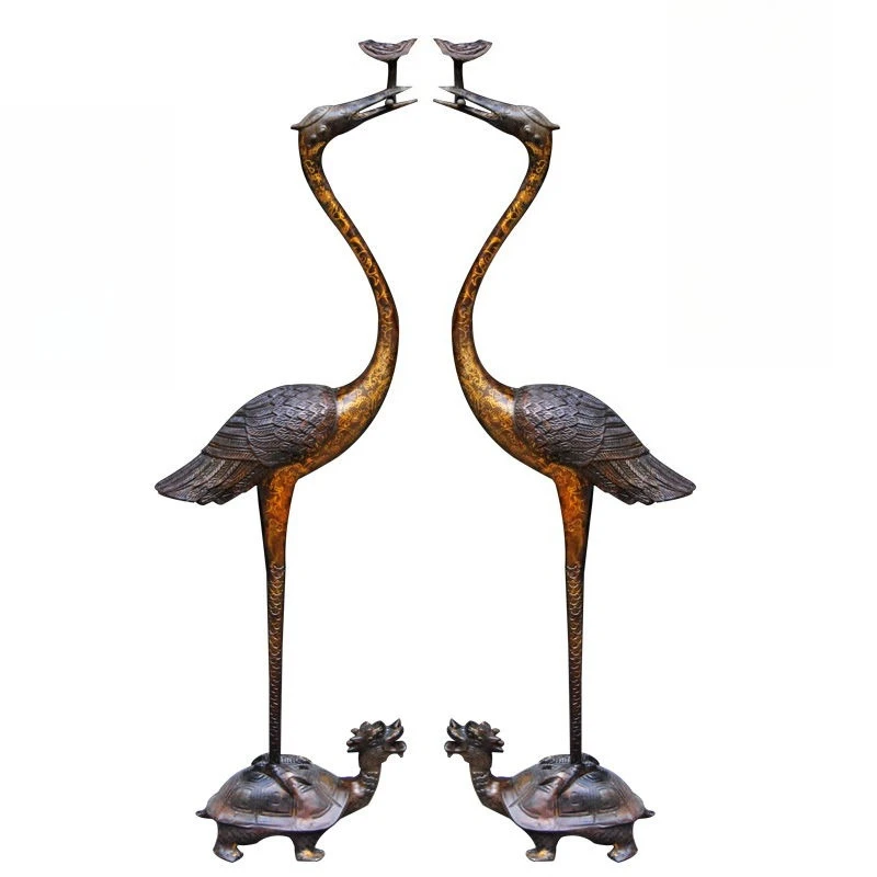 

Bronze antique ornaments Ganoderma lucidum crane turtle handicrafts replica ancient style exhibits