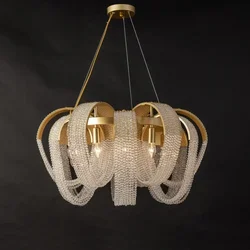 Luxury Tassel Crystal Chandelier for Living Room Restaurant Dinning Room Bedroom Hotel Decor Lustre Golden/chrome Design Lamp