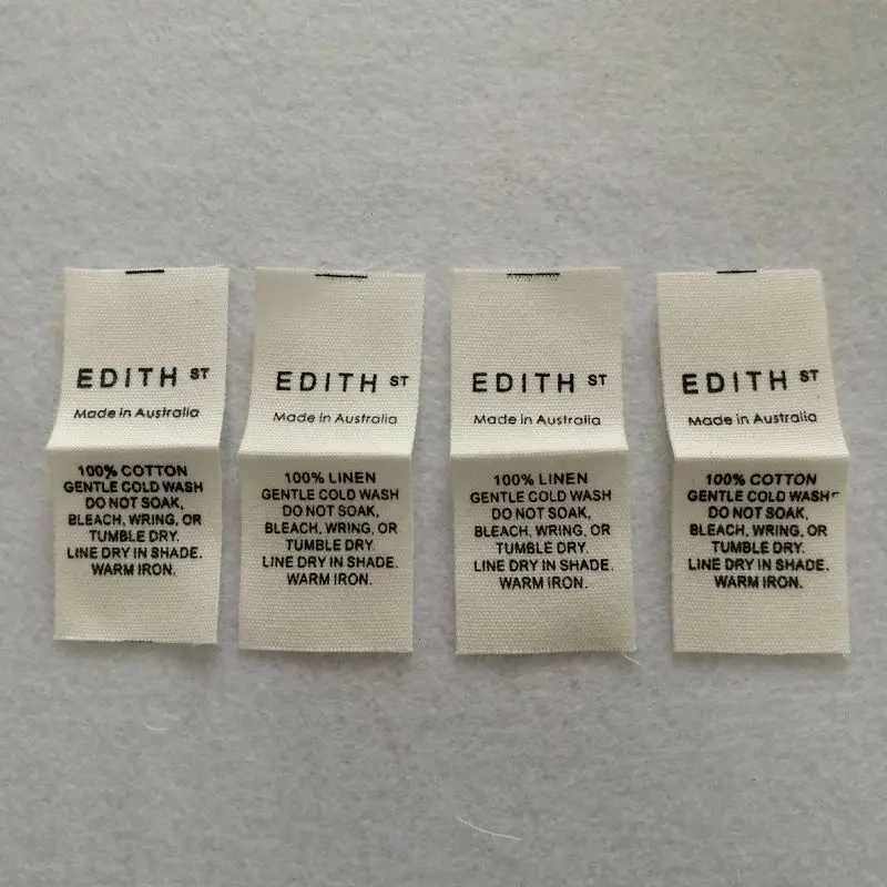 Custom Cotton Garment Label - Washable Pattern Brand Tag (black/White/Beige) Personality customization End Fold Clothing Label
