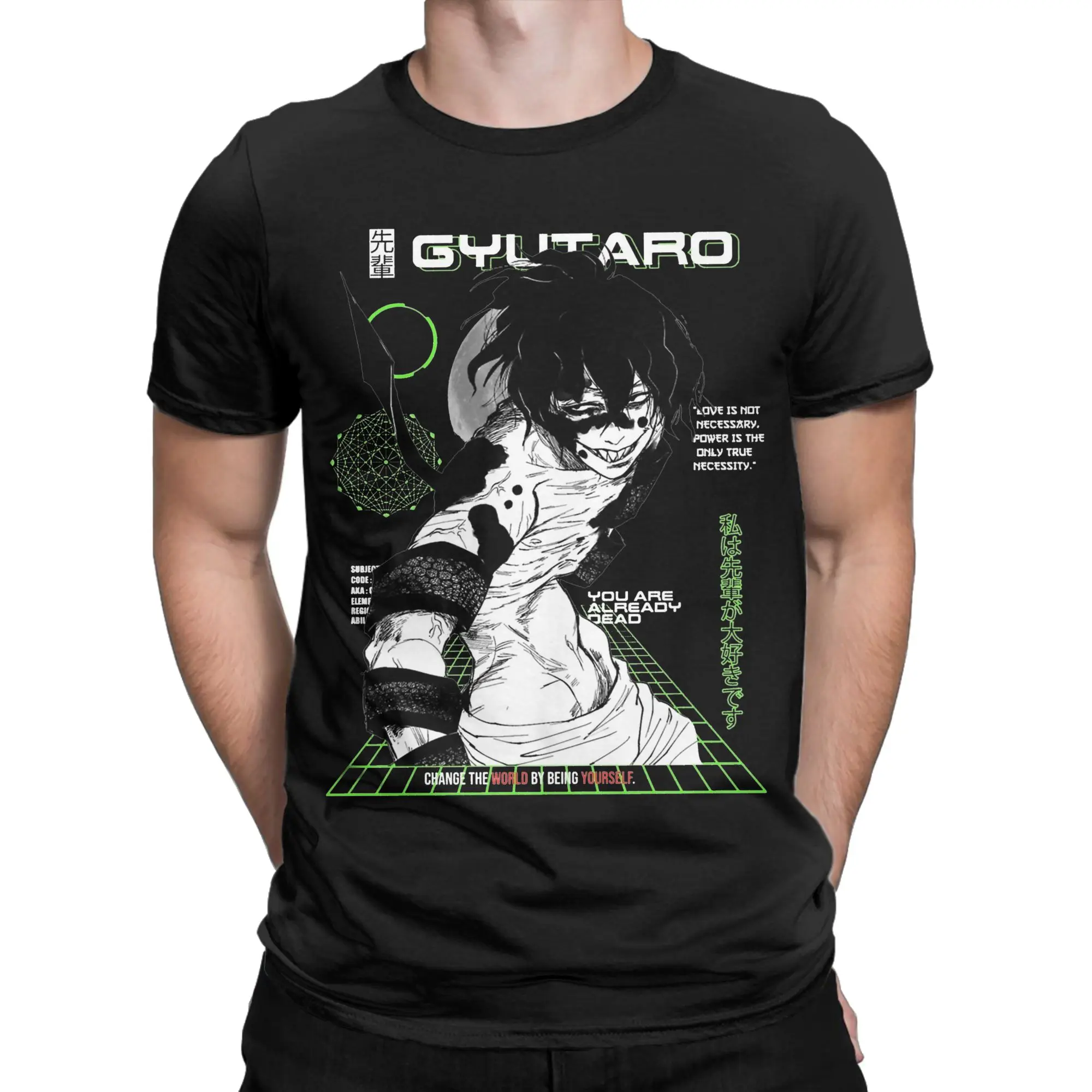Lustige Demon Slayer Kamado Tanjirou T-Shirts für Männer, runder Kragen, reine Baumwolle, Anime-Kurzarm-T-Shirt, 6XL-Tops
