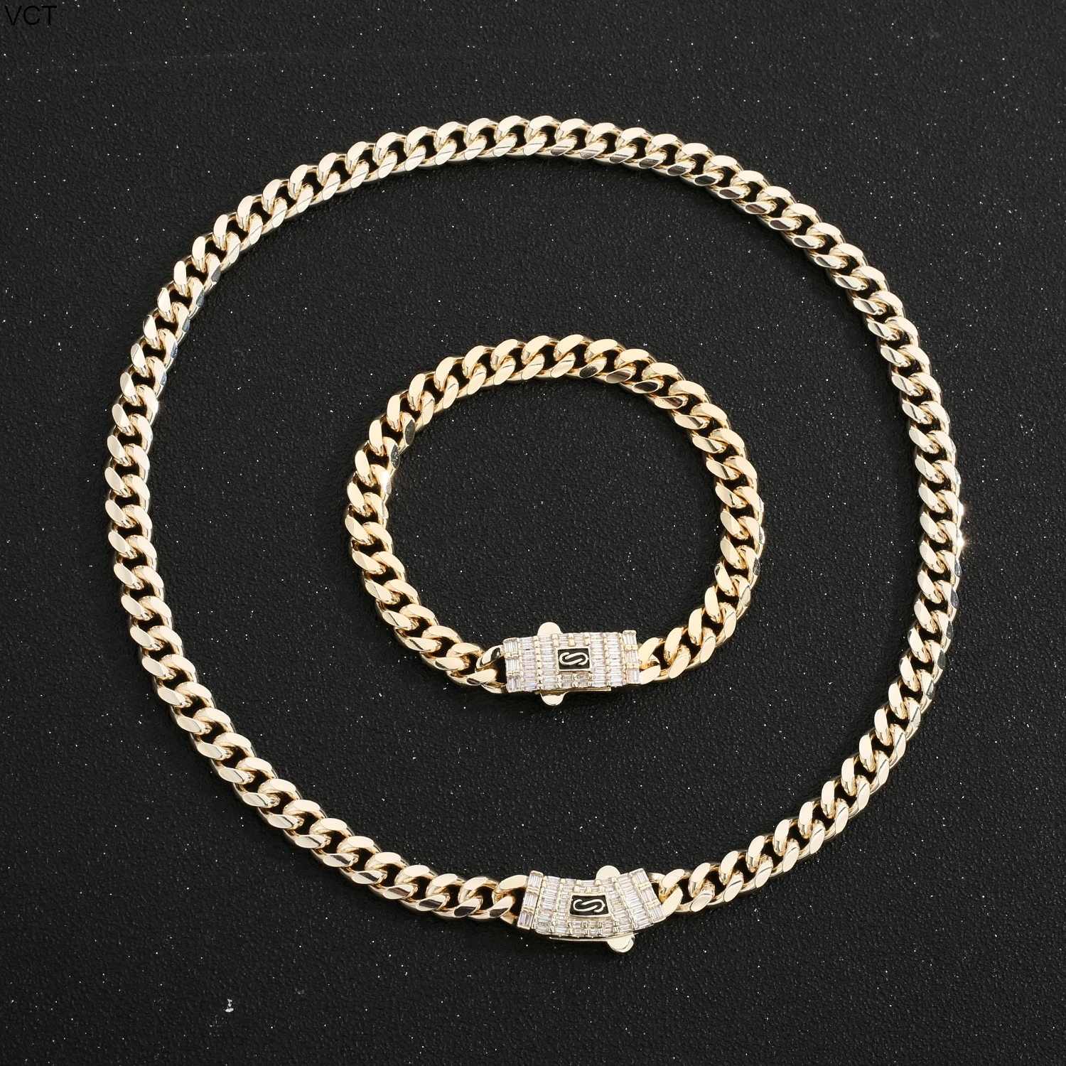 

Monaco Cuban Chain 14K Gold Plated 8mm Bracelet and Necklace Fashion Men's Jewelry Sets Available for Wholesale Free Shipping