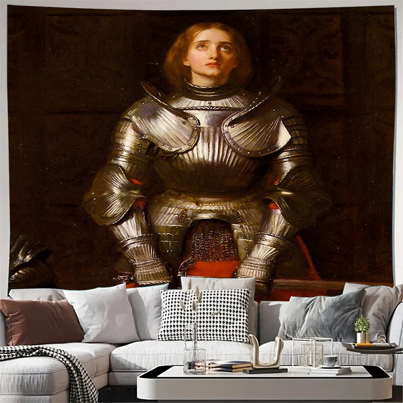 Medieval Knight Tapestry Wall Hanging Gothic Art Decor Fantasy Landscape Home Decor Vintage Tapestry Renaissance Wall Art Dark A
