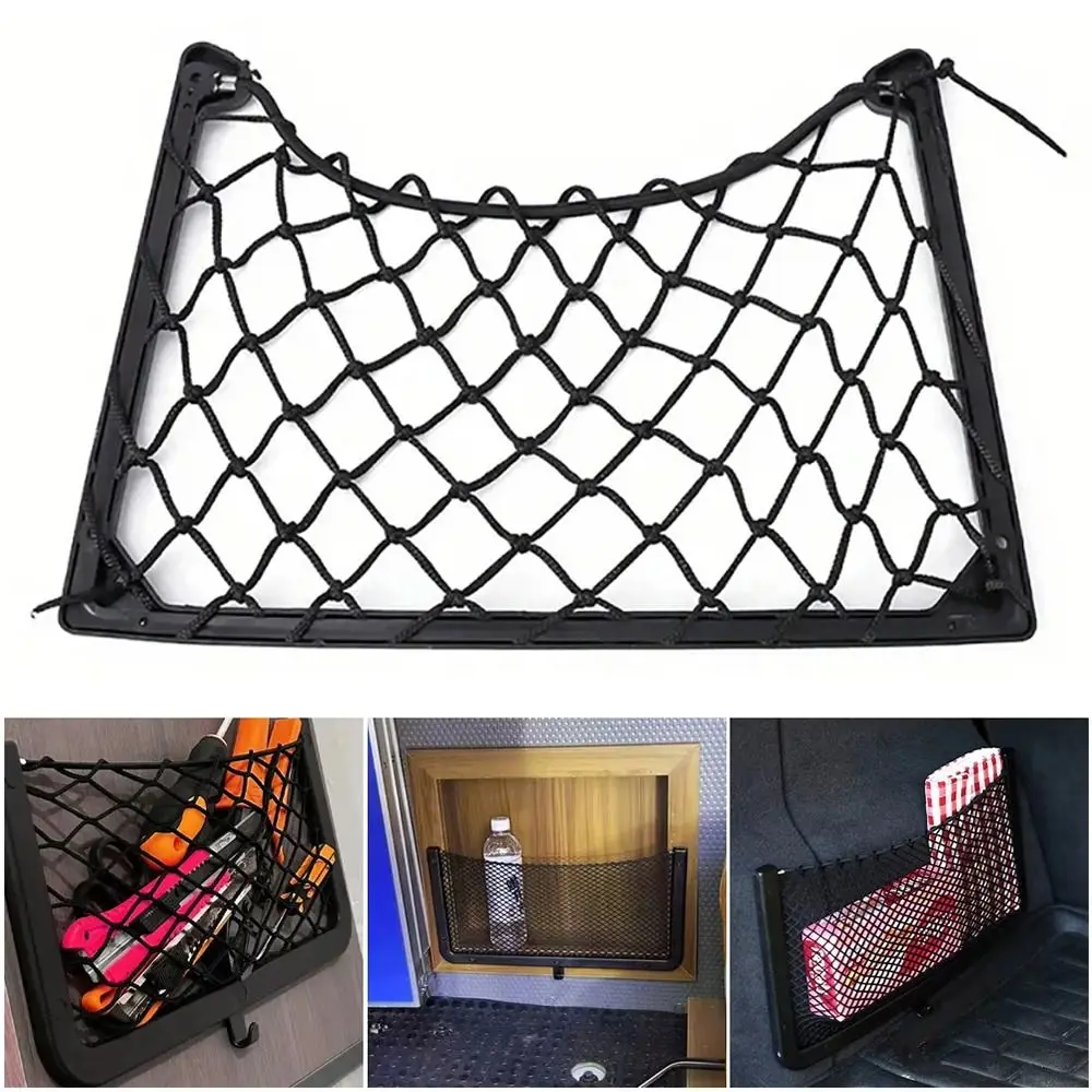 1Pcs Durable 31x21cm Car Storage Net Magazine Black Storage Rack Large Stretch Mesh Cargo Mesh Caravan RV Boat Camper