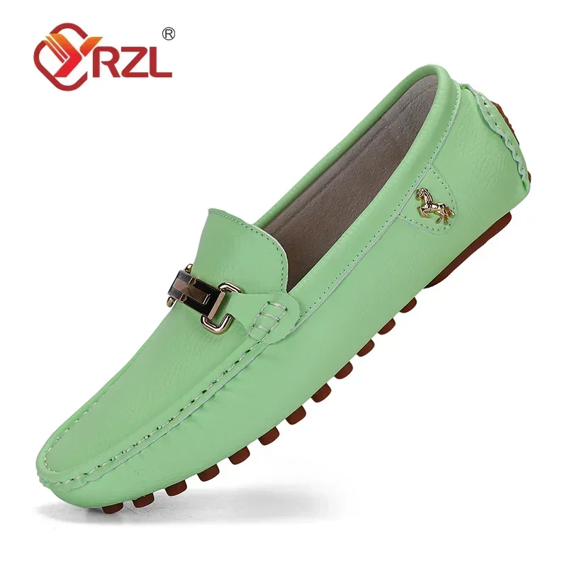 YRZL-Mocassins en cuir faits à la main pour hommes, chaussures plates de conduite décontractées, mocassins confortables de luxe, chaussures pour hommes, grande taille, ino -48