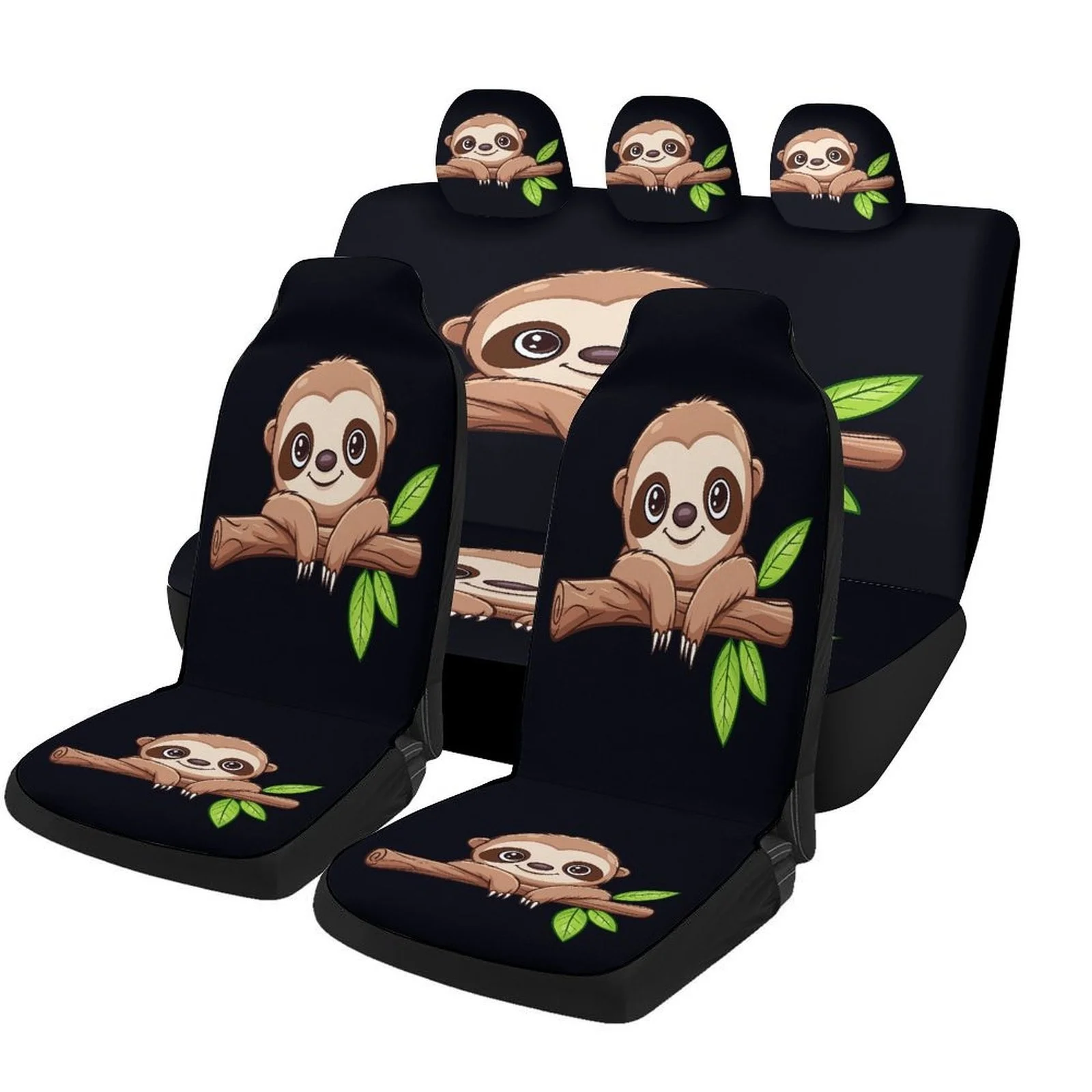 

Sloth Branch Leaves Designed Car Seat Covers Set For Most Cars, Trendy Breathable Decorative Car Seat Protector Covers Full Set,