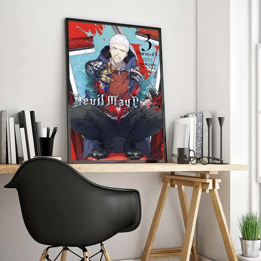 D-Devil May Cry-S الفيلم الكلاسيكي لزجة الملصقات يتوهم الجدار ملصق لغرفة المعيشة زخارف للحانات اللوحة الزخرفية خمر