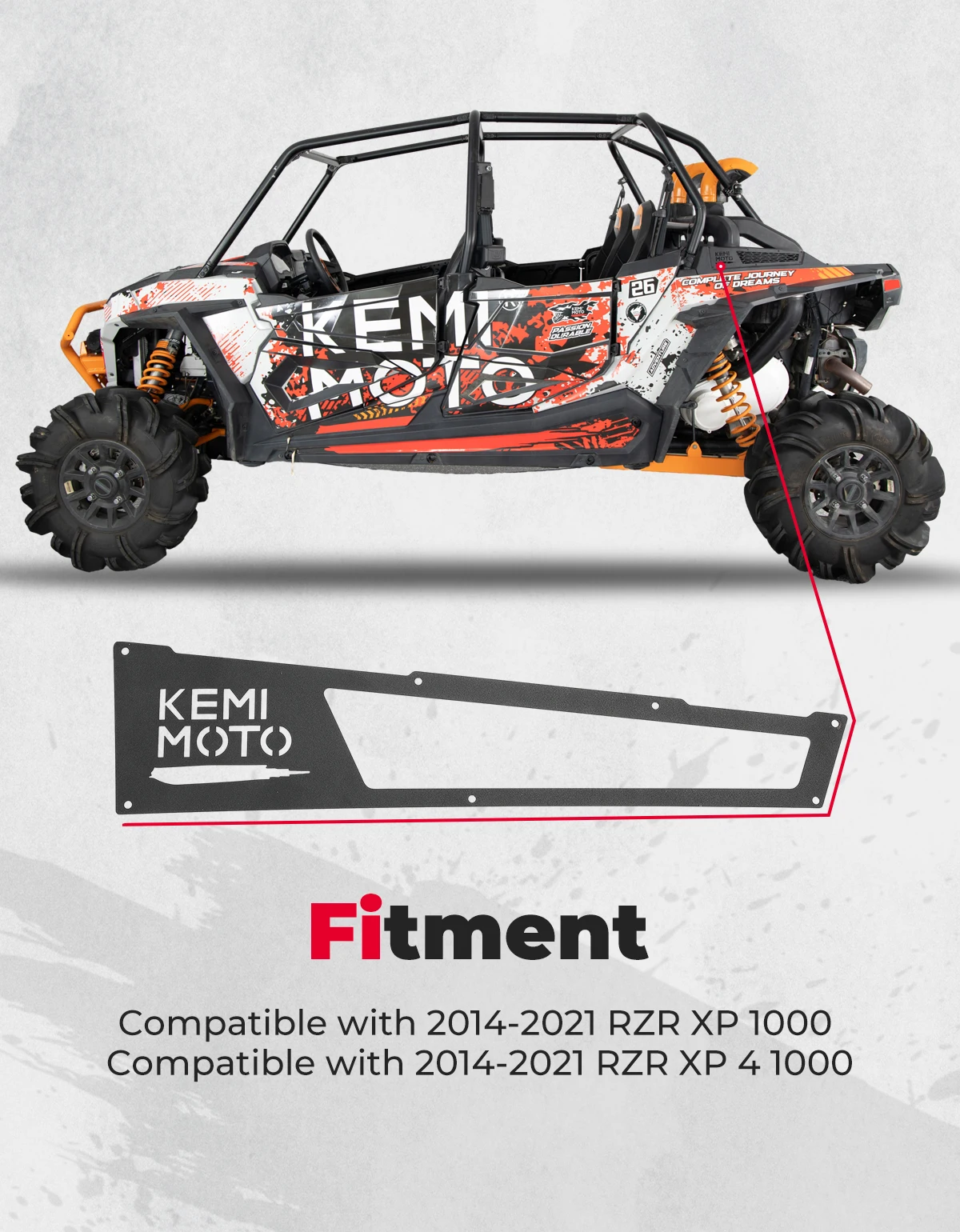 KEMIMOTO UTV 2 SZTUK Boczne osłony wentylacyjne kompatybilne z Polaris RZR XP 1000/RZR XP4 1000 2014-2023 Aluminiowa ramka wlotu powietrza