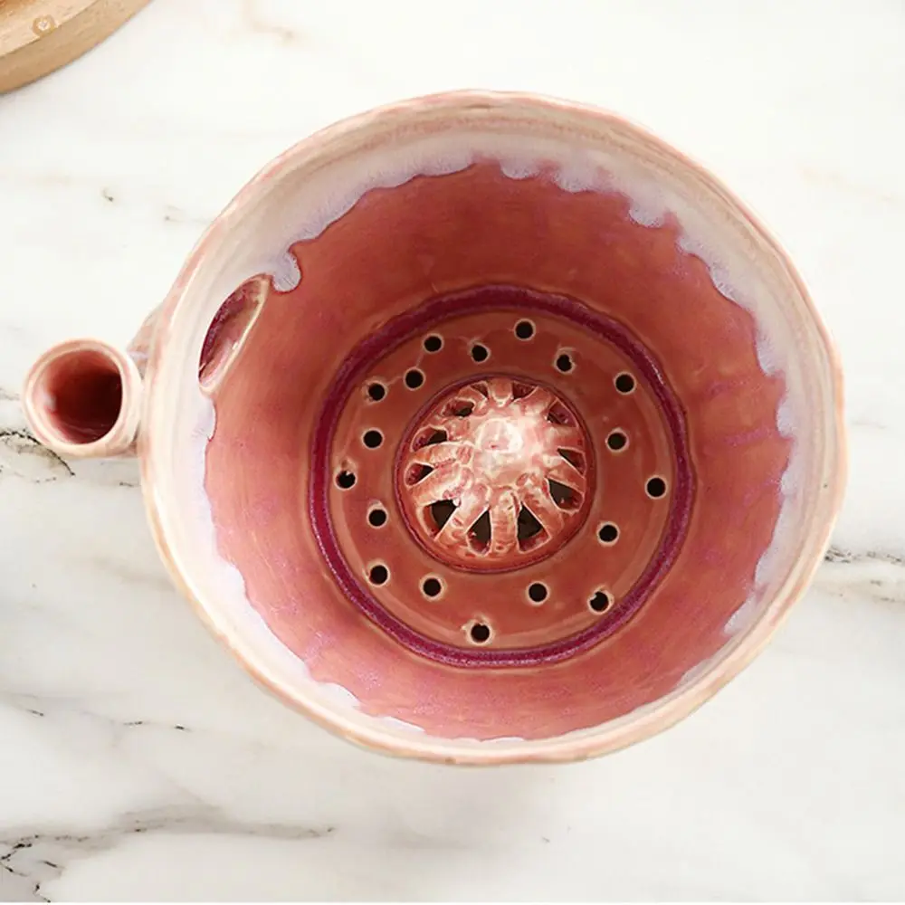 Self-spinning Fruit Washing Bowl Large Capacity Easy To Clean Ceramic Berry Washer Quick Drain Integrated Drainage Hole