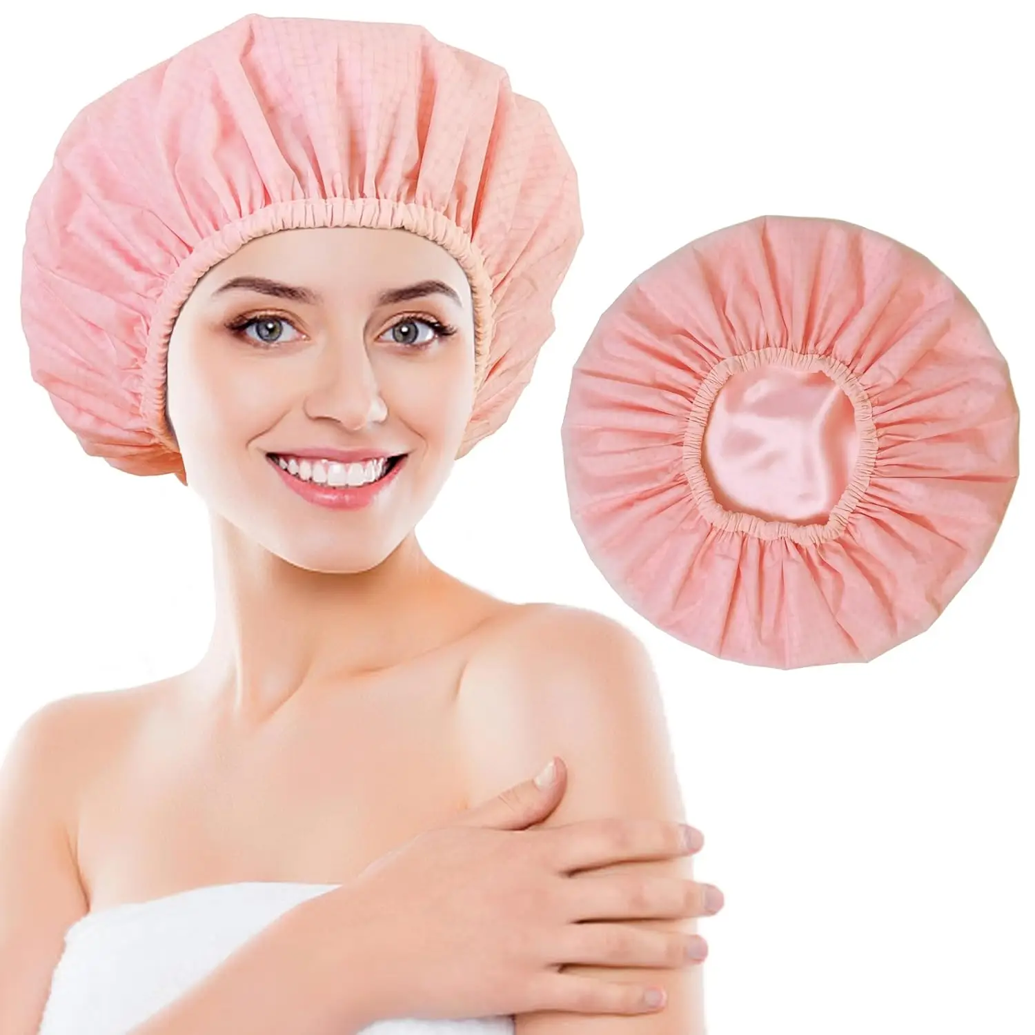 

Large Shower Cap for Braids Long Hair, Reusable Waterproof Satin Lined