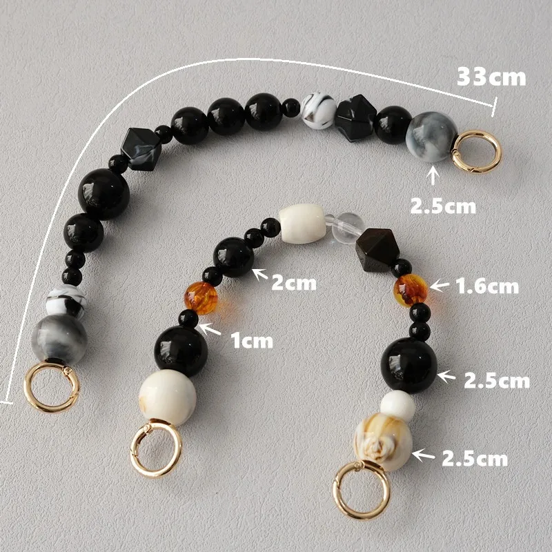 New Woman Bag  Strap Accessory Brown Black Acrylic Resin Beads Parts Luxury Handcrafted Wristband Women CUte Bag Handle Chain