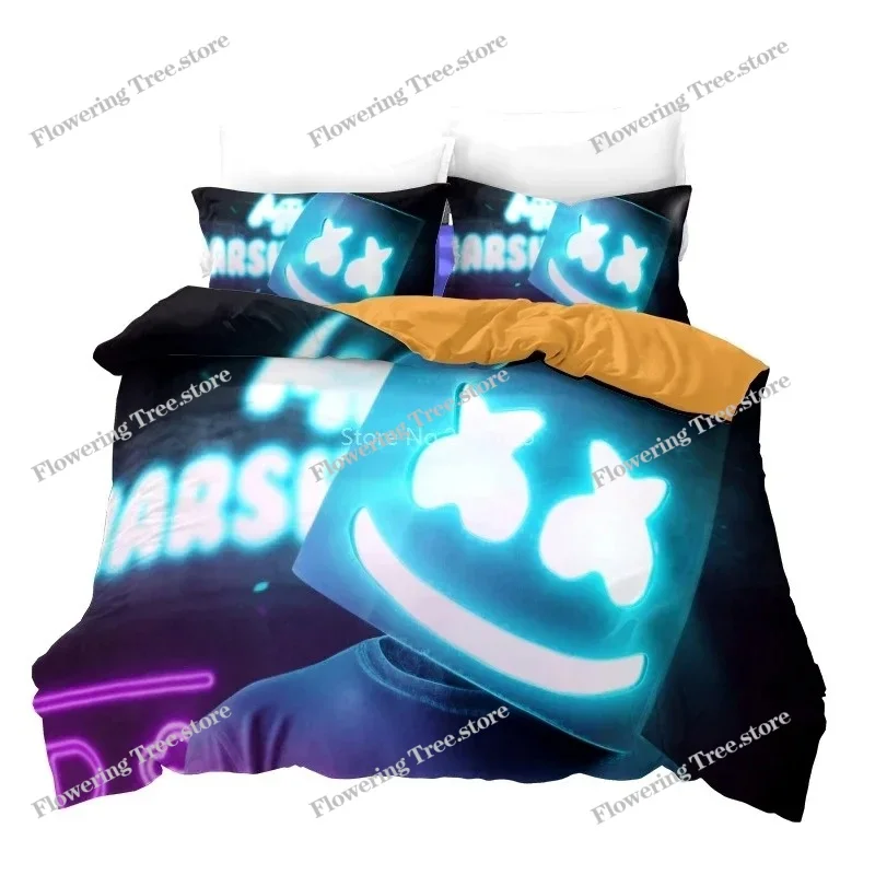 

3D American DJ Marshmello Pattern Duvet Cover Pillowcase Bedding Set Single Double Twin Full Queen King Size for Bedroom Decor