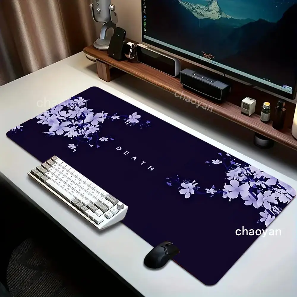 Purple Flowers Mouse Pad Desk Mat Mousepad Large Abstract Mouse Pad Gaming Deskmat With Lockedge Office Non-slip Carpet