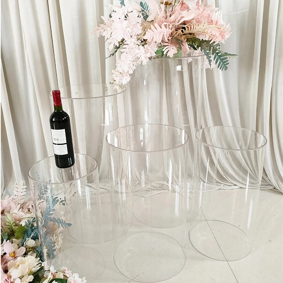 

3pcs/set) or 5pcs/set)Wedding Supply Clear Acrylic Plinth Pillar Stand cake plinth stand Crystal Road Lead Flower rack 673