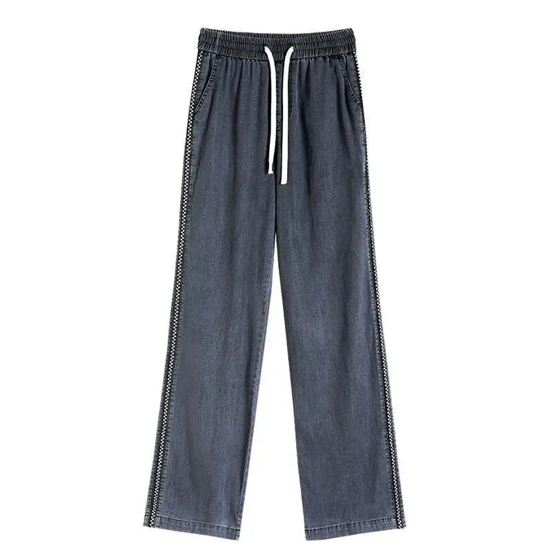 2023 estate nuovi Jeans Tencel sottili per le donne stile sciolto e sottile moda Versatile Casual gamba larga tendenza pantaloni