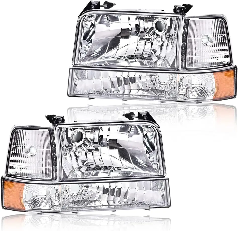 

Headlights Compatible with 1992-1996 Ford F150/Bronco, 1992-1997 F250/F350/FSuper Duty w/Corner Signal Bumper Lamps(Clear lens C