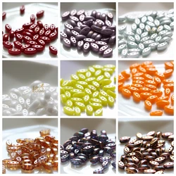 DIY Supply-10 Pieces Czech Glass Pressed Glass 3-Hole Cali Spacer Beads - Varies Colors 3x8mm (Cali)