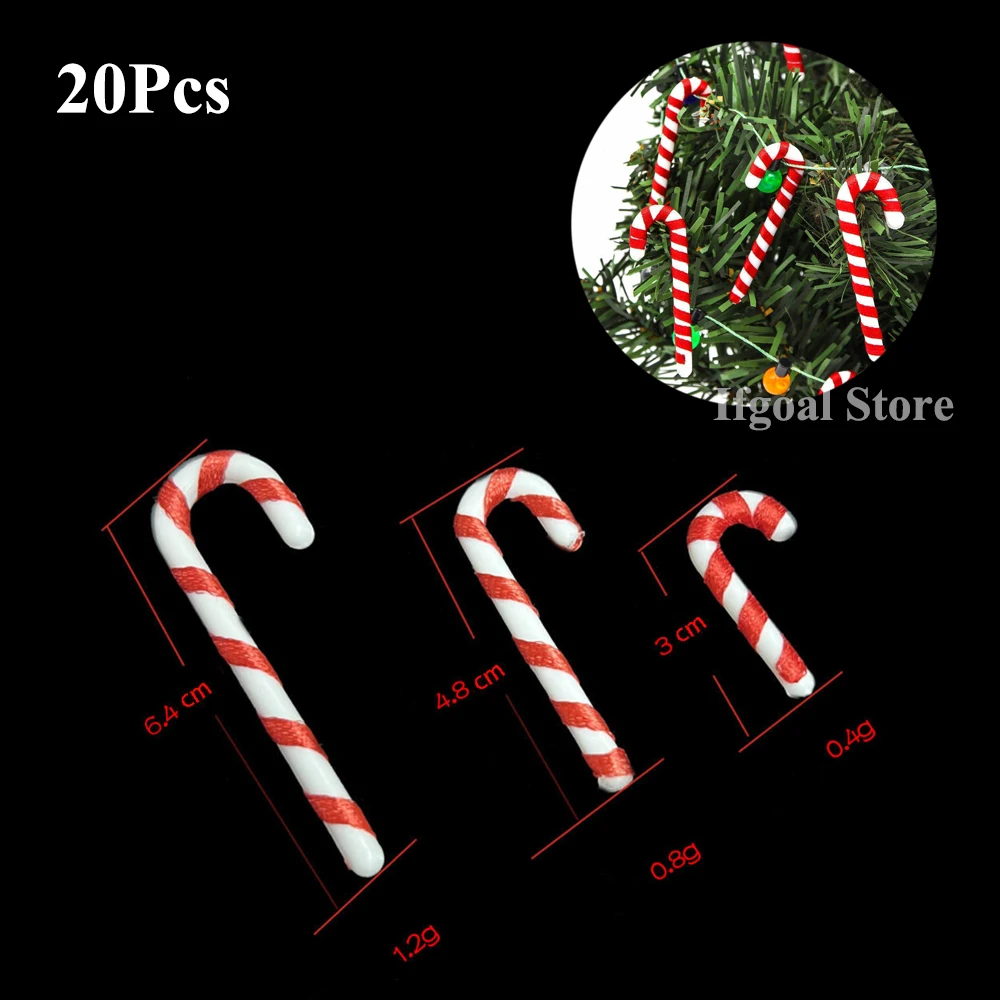 20Pcs Mini Candy Cane Christmas Tree Decoration Xmas Pendant Diy Home Decor Merry Christmas Children Toy 2024 New Year Navidad