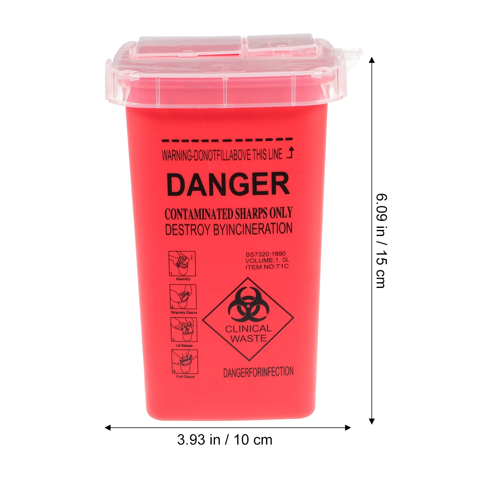 2 قطعة مجموعة الأدوات الحادة دلو قابلة لإعادة الاستخدام حاوية التخلص من الأدوات الحادة البلاستيكية السميكة لصالونات الوشم والمستشفيات والمختبرات #6