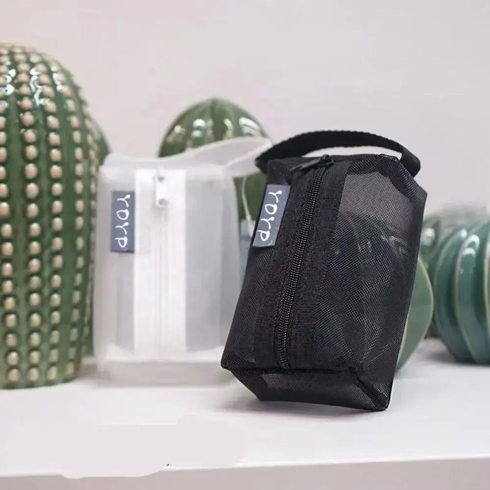 

Новая сетчатая косметичка, прозрачные мини-сумки для помады с ручкой, портативная сумка на молнии