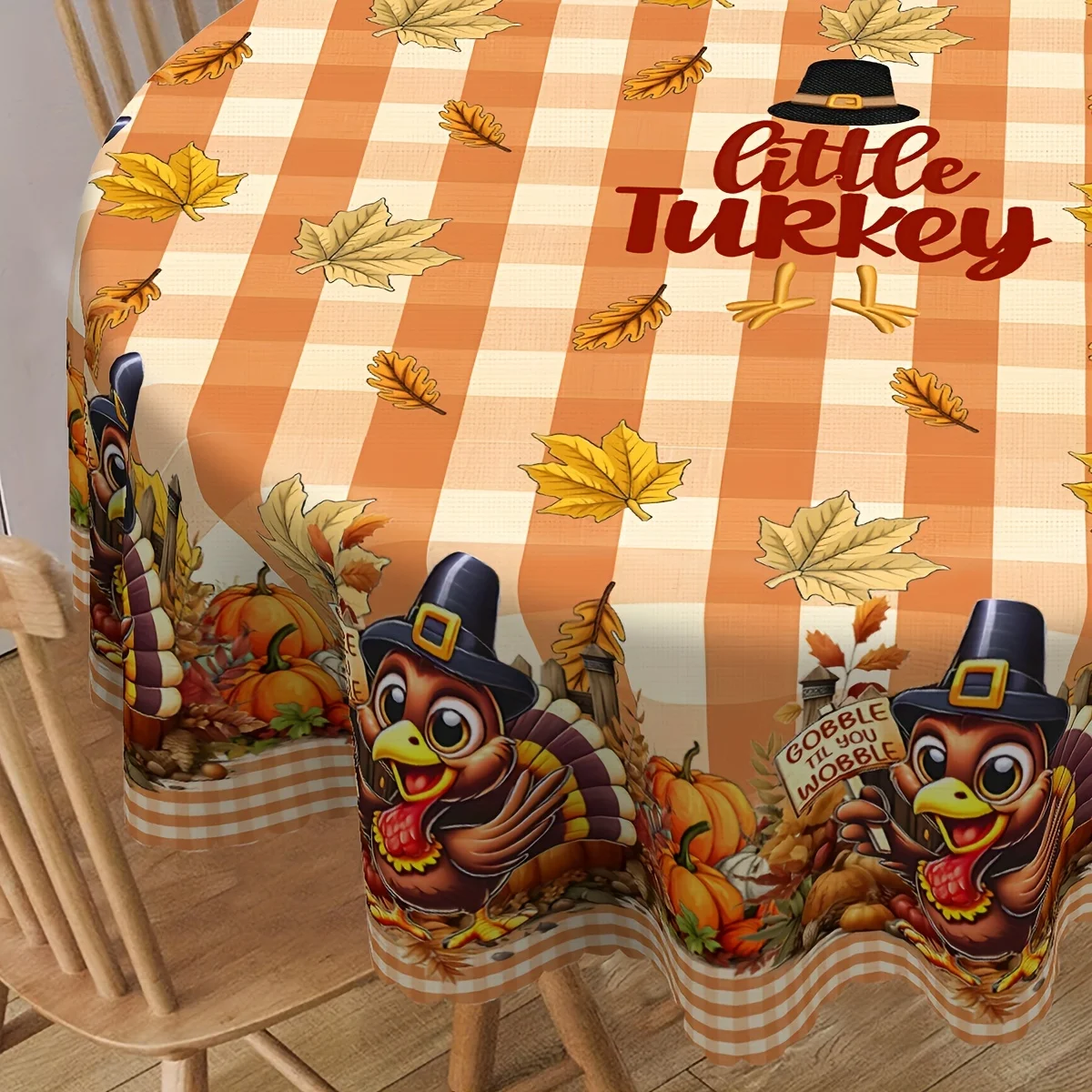 1 piece, a cute turkey tablecloth from the countryside farm, featuring the phrase 