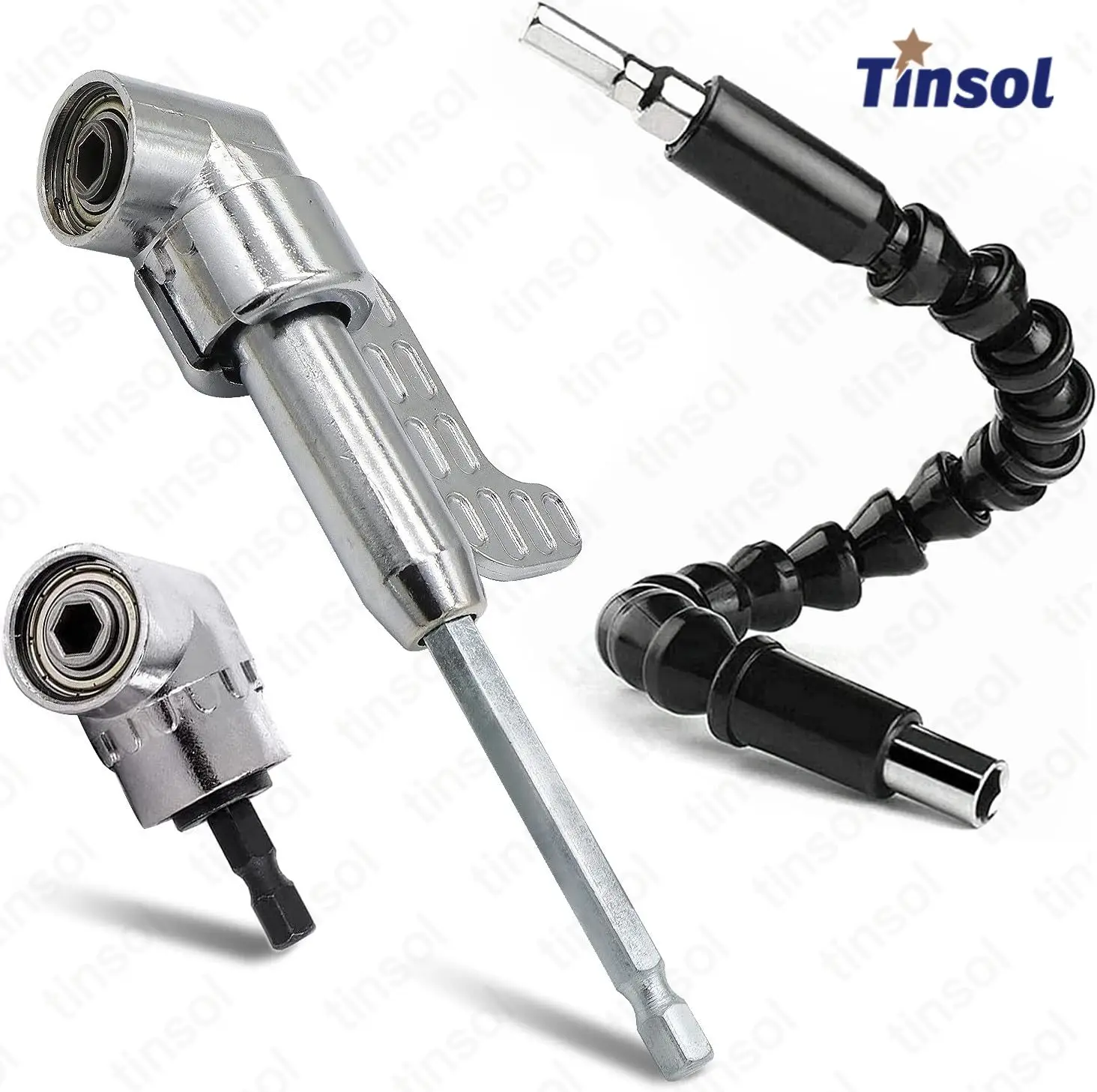 TINSOL 105 Degree Angle Extension Screw Driver Socket Holder Adapter, Flexible Soft Shaft Adjustable Bits Kit for Tight Spaces