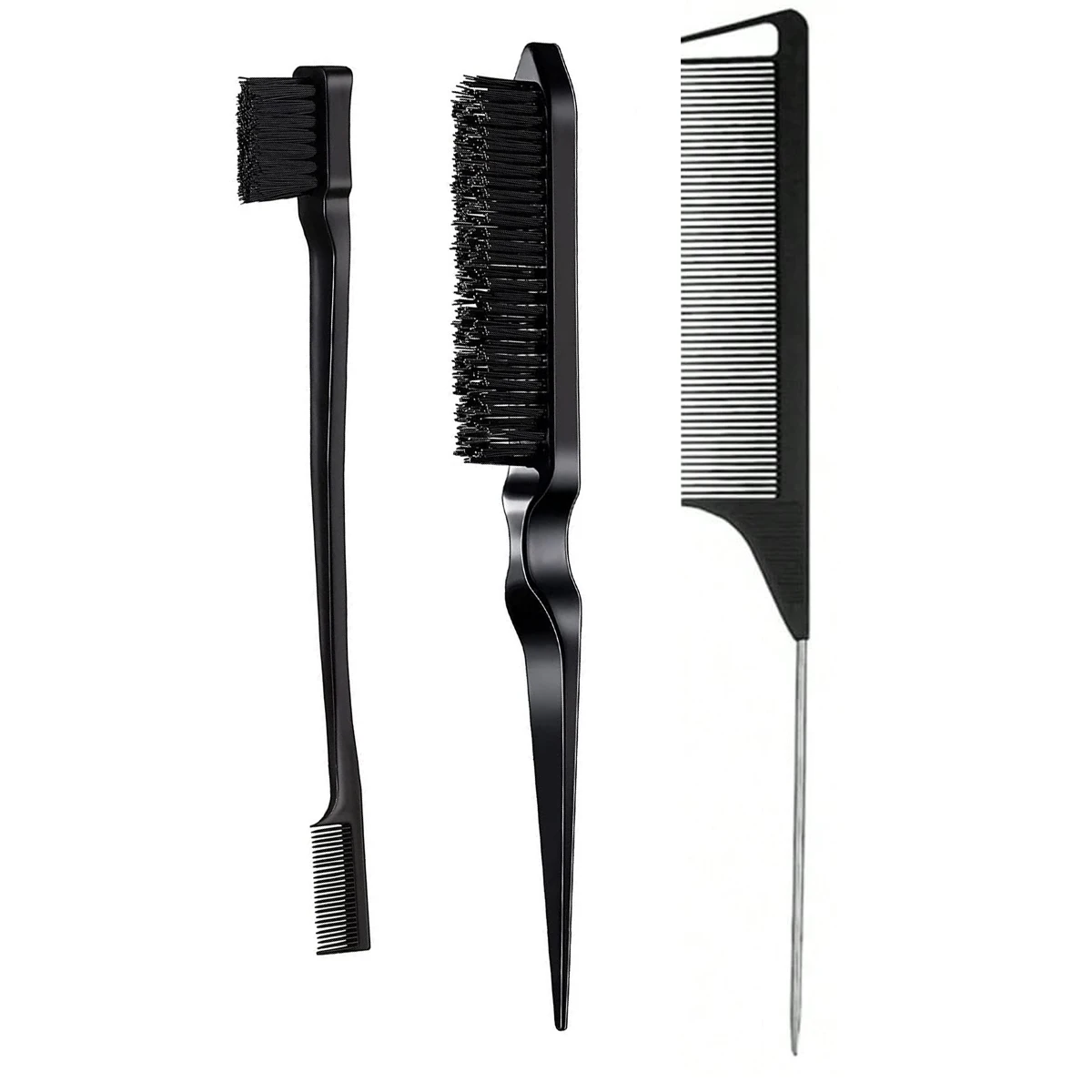 3-Piece Hair Styling Comb Set with Triple Tear Hair Brush, Mouse Tail Comb Edge Brush, Salon Hair Styling Tool, Hair Tail Tool