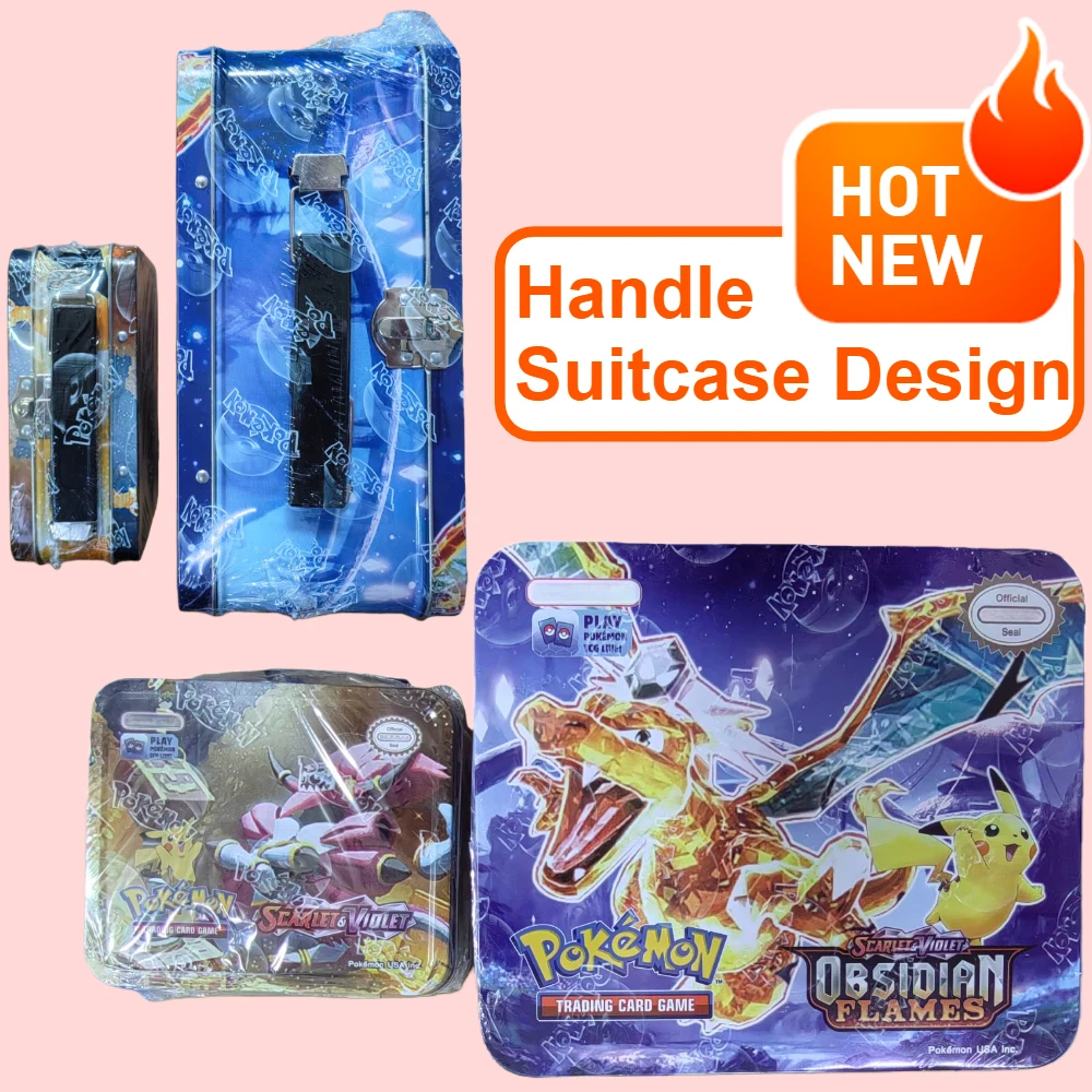 صندوق معدني حديدي 41/42/48/118/210 قطعة لعبة البوكيمون معركة كارت تجارة جمع بطاقة بيكاتشو لعبة أنيمي بطاقات البنك للأطفال
