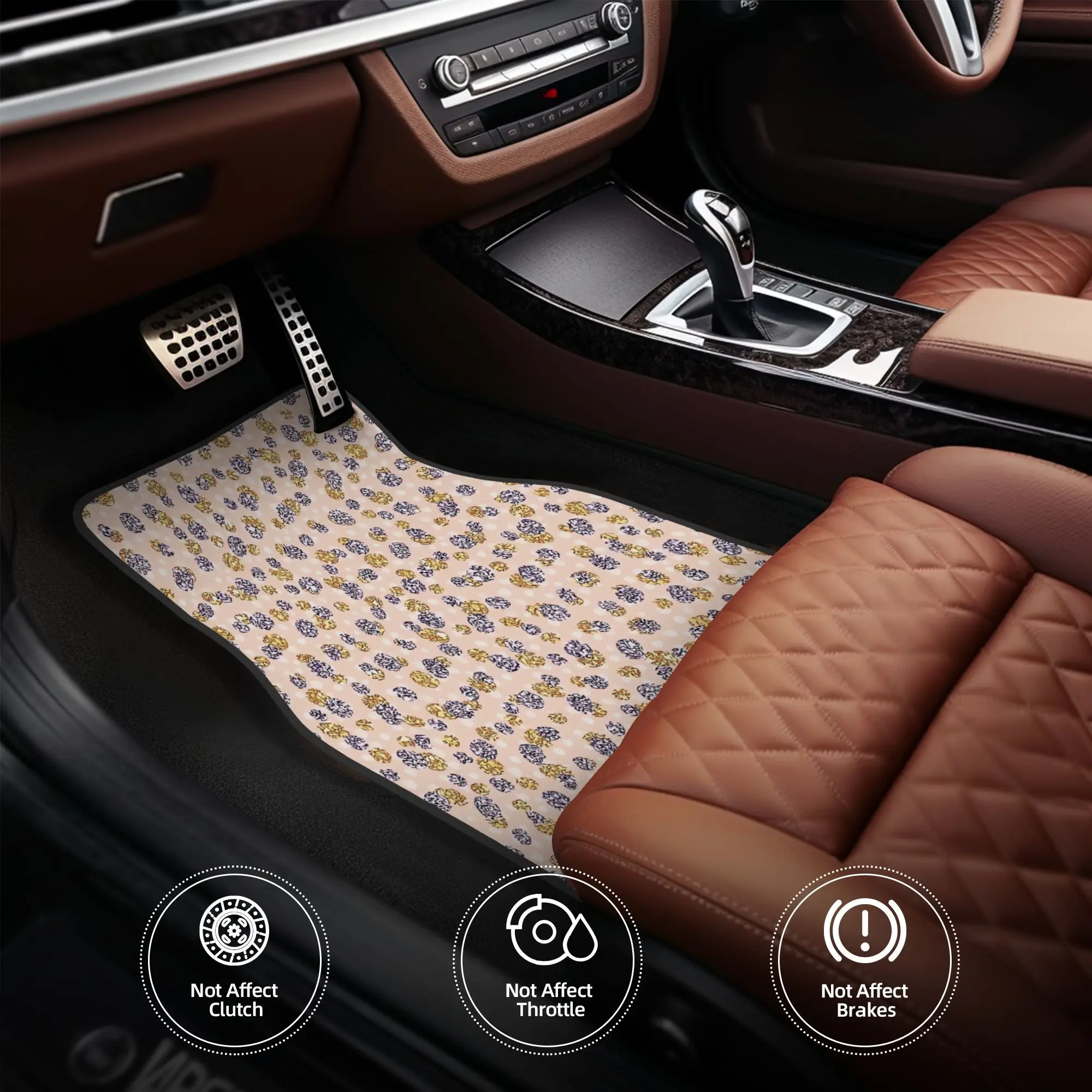 4pcs Fortune Car Floor Mats | Durable Polyester Fiber, Universal Fit, Ideal For Halloween And Christmas Gifts, Playful Design