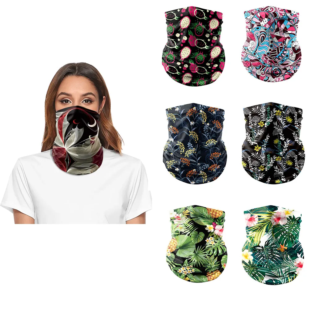 Outdoor Cycling Green Plant Printing Mask Neck Cosplay Adult Hiking Headband Neck Seamless Camping Multifunctional Tubular