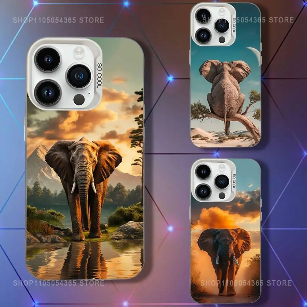 

Cute Elephants Phone Case For iPhone 16,15,14,13,12,11,Pro,XS,Max,Plus,Mini,SE White Candy Matte Shockproof Cover