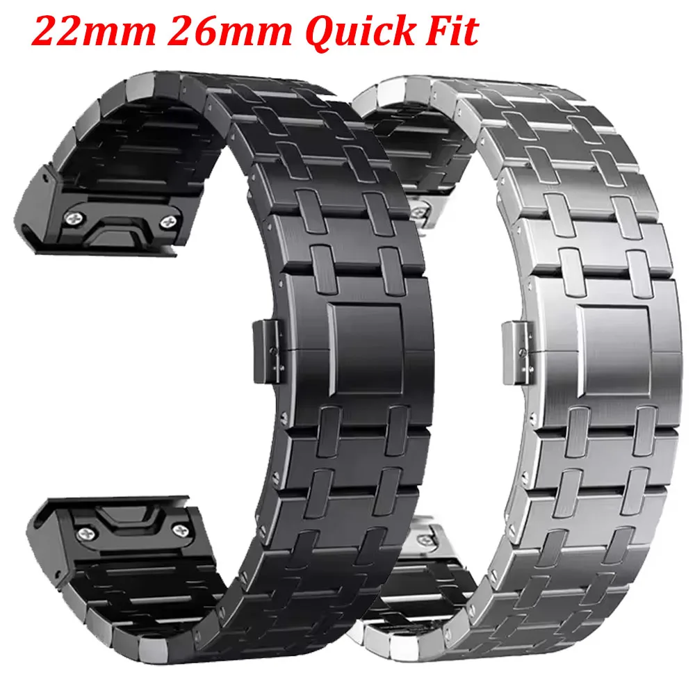 22mm 26mm Schnellwechsel-Armband für Garmin Fenix 8 47mm 51mm 7X 7 Pro Fenix 6X 6 5X 5Plus Tactix 7 Forerunner 955 745 Metall-Armband