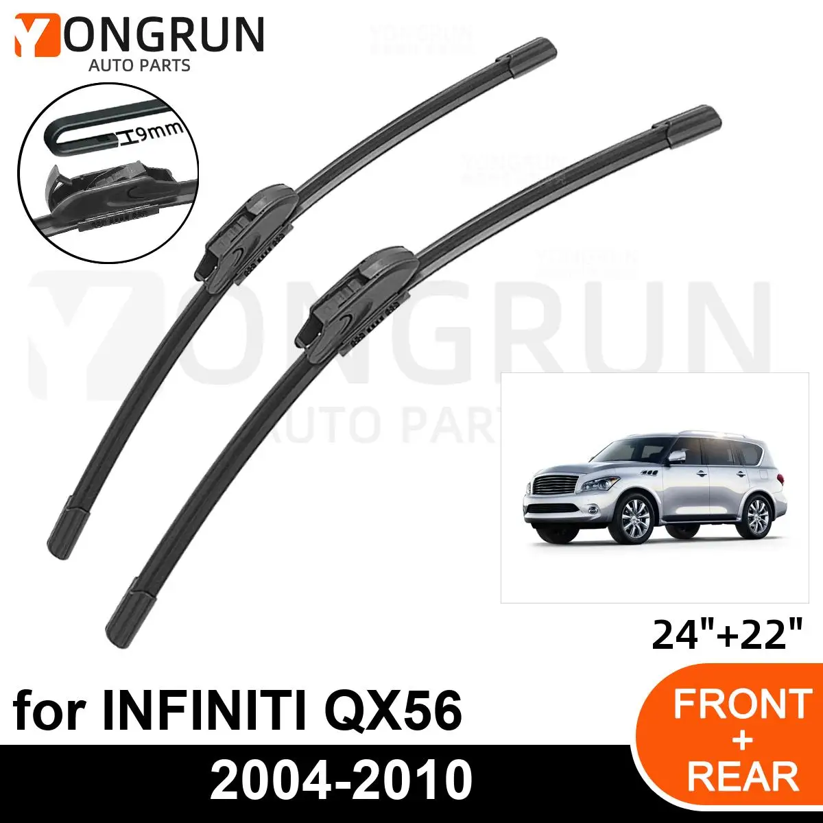 

Car Front Windshield Wipers For INFINITI QX56 2004-2010 Wiper Blade Rubber 24"+22" Car Windshield Windscreen Accessories