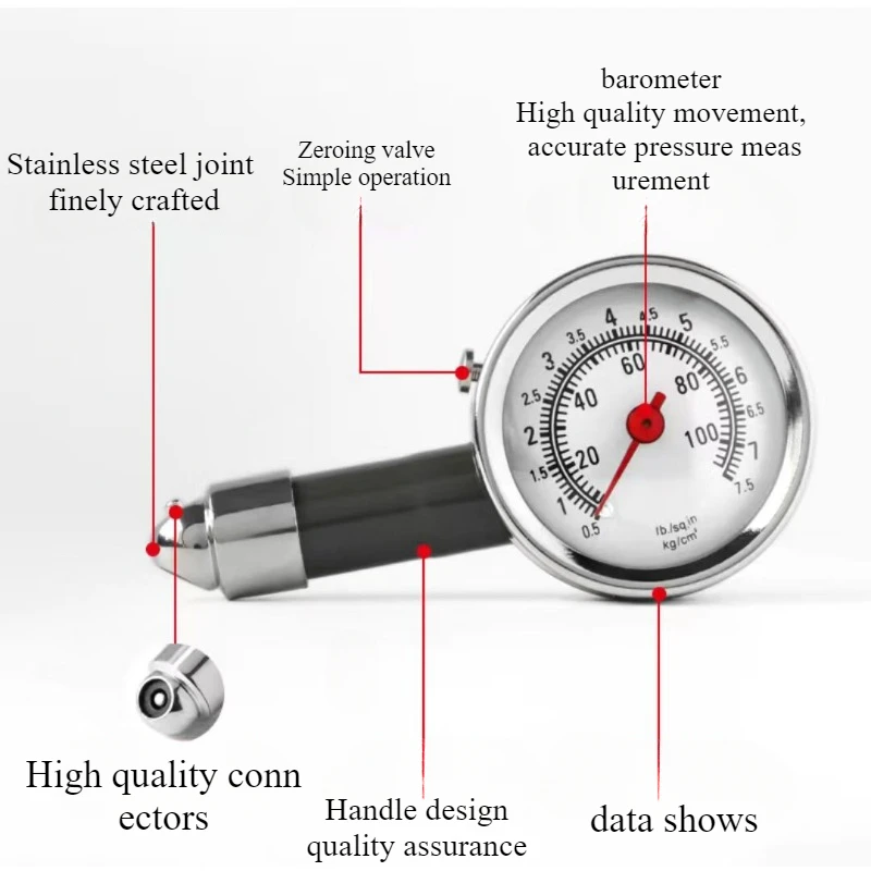 1p Car‘s Tires High Precision Pressure Gauge Data Shows Tire Repair Monitor Capable Releasing Air Mechanical Tire Pressure Gauge