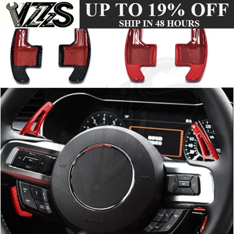 2pcs Car Steering Wheel Paddle Shifter Cover For Ford Mustang 2015 2016 2017 2018 2019 2020 2021 2022 2023 ABS Trim Accessories
