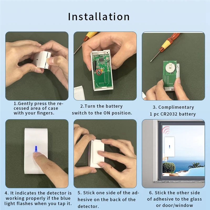 【RECOMENDAR】Requires Alarm Host To Operate 5-Level Sensitivity Adjustment Window Glass Break Vibration+ Magnetic Door Sensor