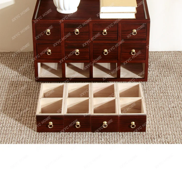 Shantong solid wood small household cabinet desktop storage economical multi-drawer combination box