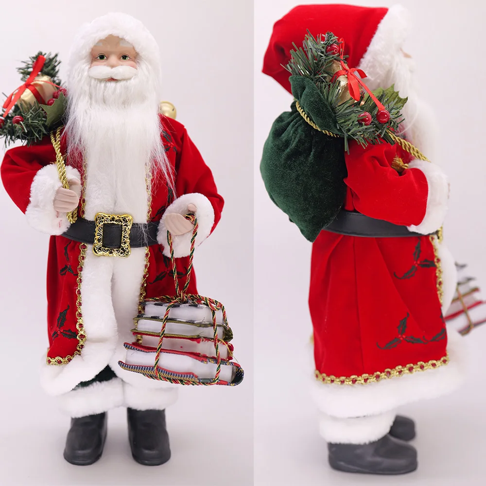 18 inch Christmas Santa Claus Standing Figurine with Gift Bag Decoration Accessories Ornament Gift Home Xmas Decor