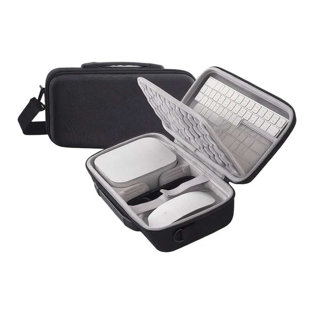 Black EVA Hard Shell Storage Case With Compartments For Mac For Mini For M6 Mouse Keyboard Travel Protective Bag