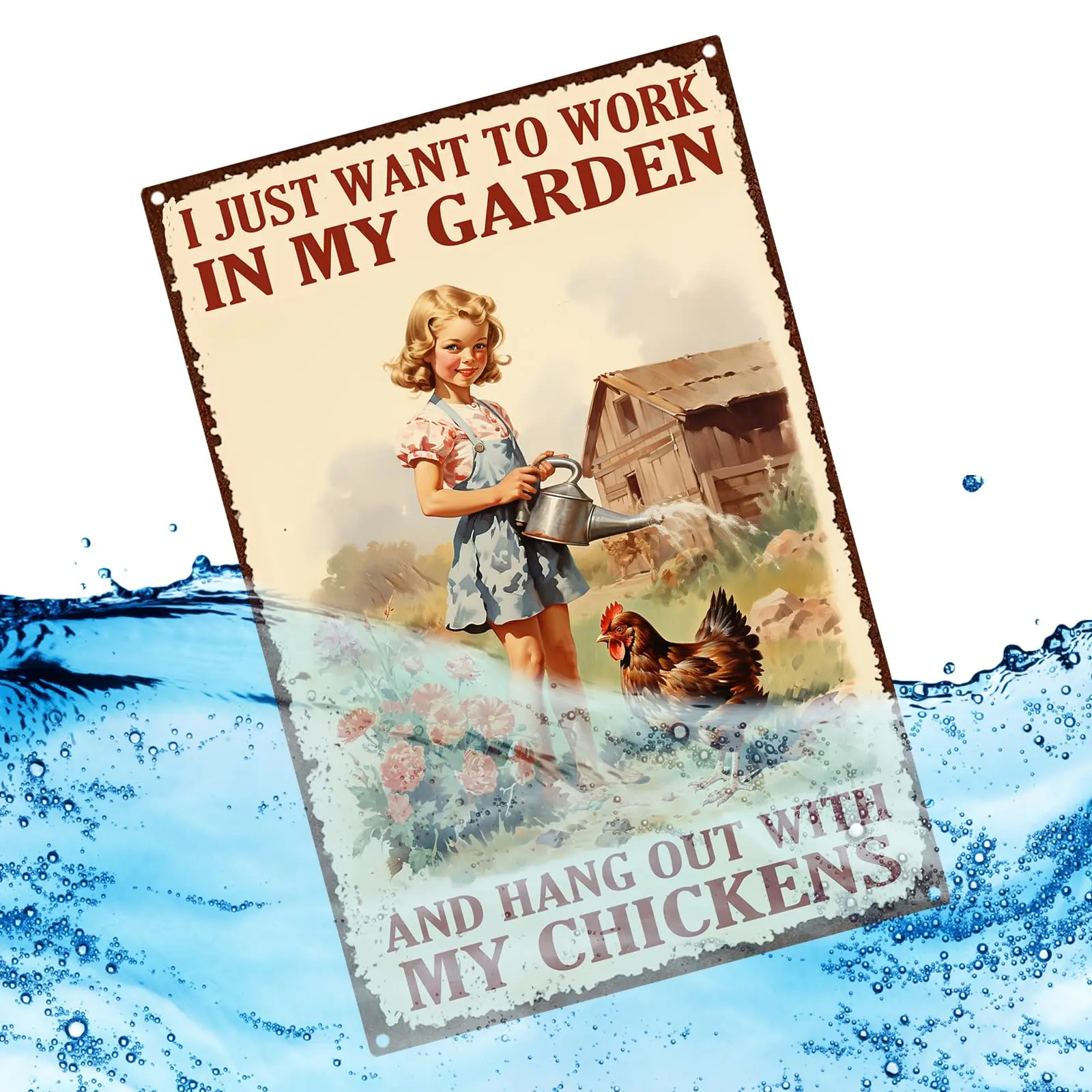 Garden Sign Garden Tin Sign Garden Aluminium Sign Decorative Outdoor Garden Welcome Sign Gardening Sign - I Just Want To Work In