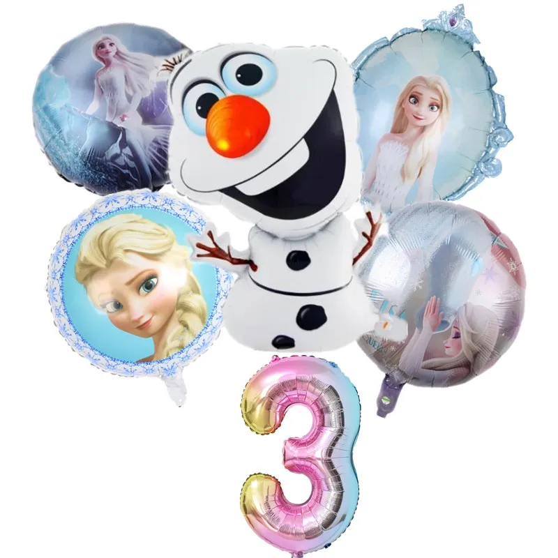 ลูกโป่งอลูมิเนียม Frozen Elsa Anna ของตกแต่งเด็กผู้หญิงเด็กน้อยอาบน้ำเด็กงานเลี้ยงวันเกิดเจ้าหญิงโอลาฟการตกแต่งบ้านลูกโป่งฟอยล์