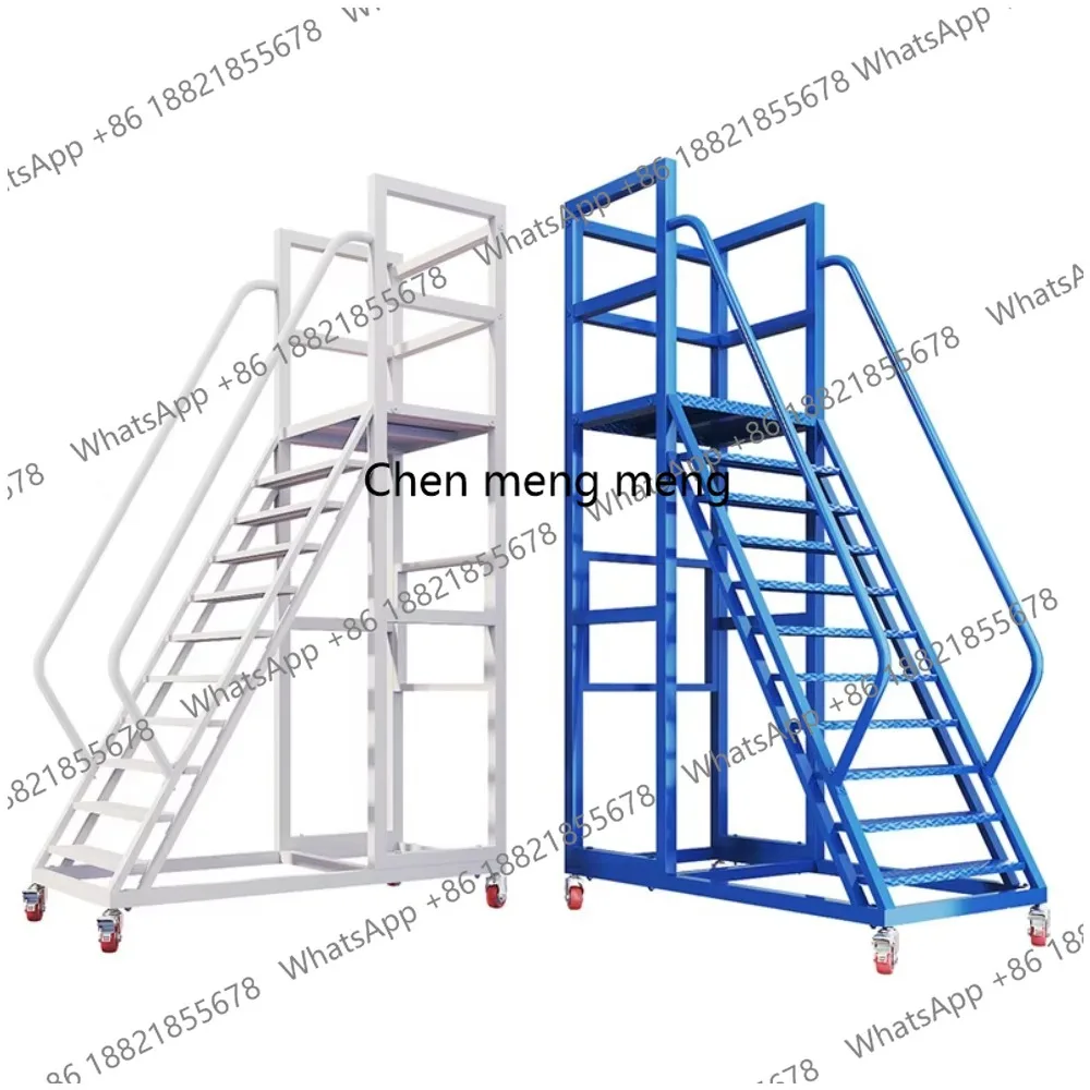 

Mobile Ladder with Wheels Heavy-duty Warehouse Ladder Suitable for Shelving Picking Supermarkets Backyards and Home Use