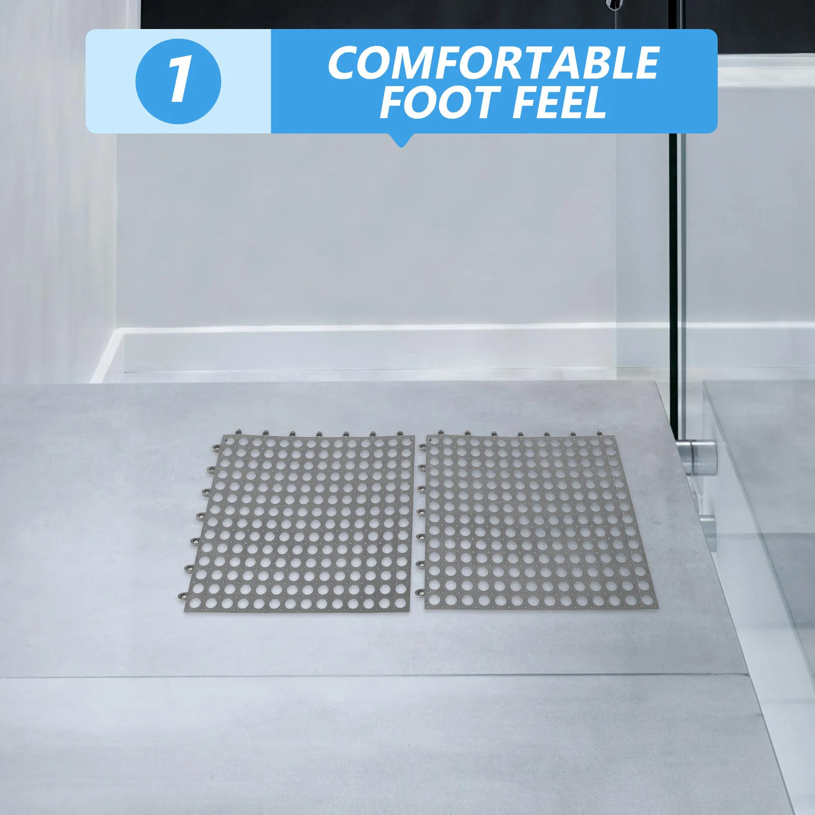 

4Pcs Sauna Floor Mat - Washable Non Slip Mat for Bathroom with Enhanced Grip Textured Surface for Safe Walking in Showers and