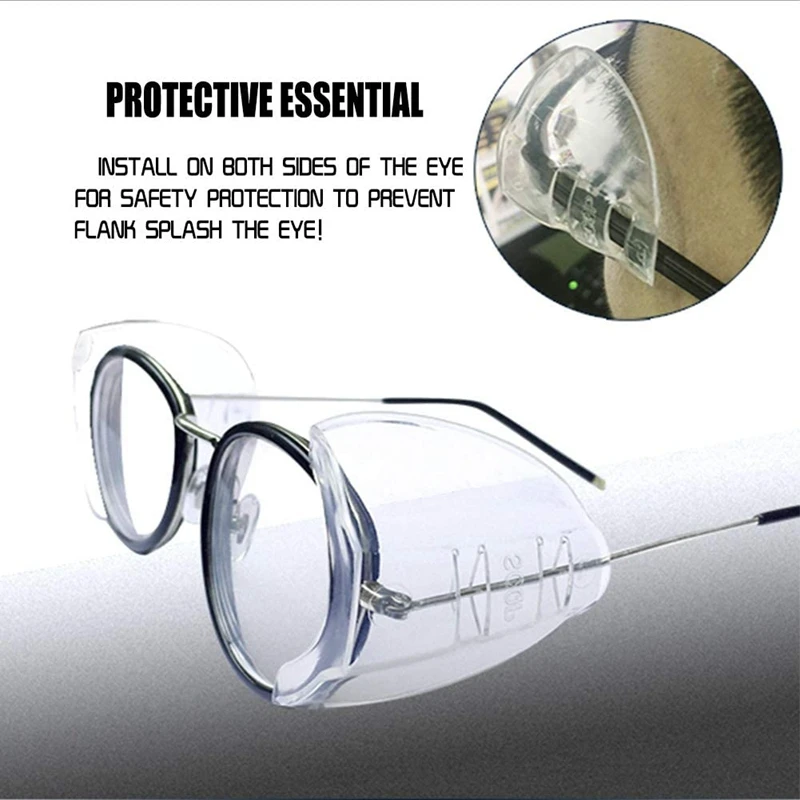 LUDA 8 Pairs Safety Eye Glasses Side Shields Slip On Clear Side Shields For Safety Glasses Fits Small To Medium Glasses