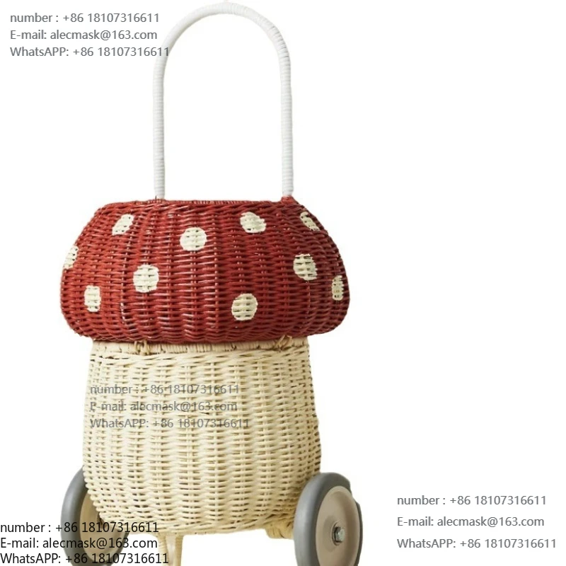 

ins wind Korean Nordic children's rattan mushroom trolley baby room decoration kindergarten play house photography